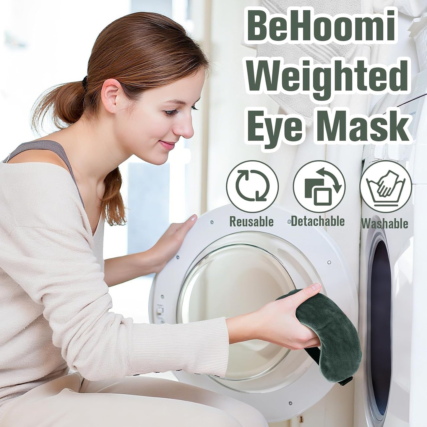 BeHoomi Cooling & Heated Eye Mask, Weighted Eye Mask for Sleeping, Purple