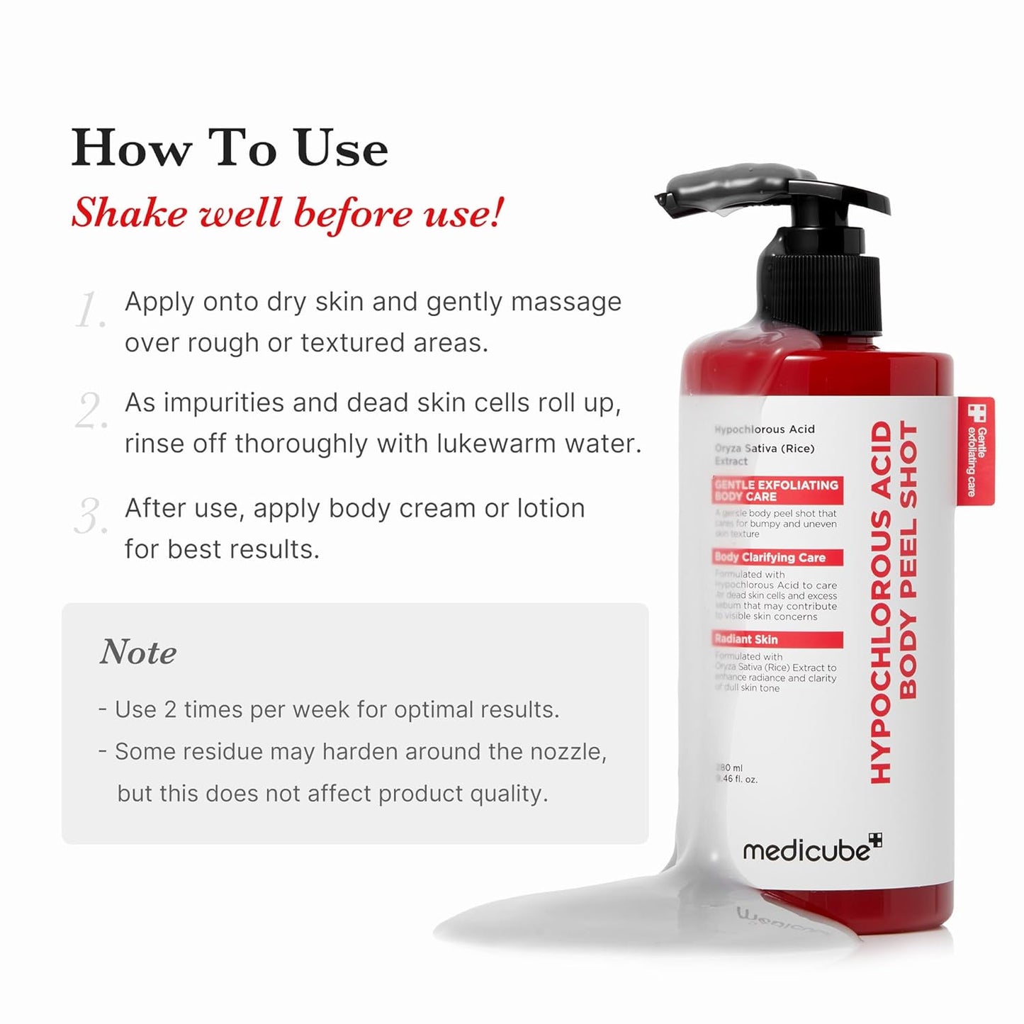 medicube Body Peel Shot with Kojic Acid and Turmeric | Gentle Body Brightening & Exfoliating Serum with BHA, LHA & PHA for Dead Skin Cells, Uneven Looking Skin & Excess Sebum | 9.46 fl.oz