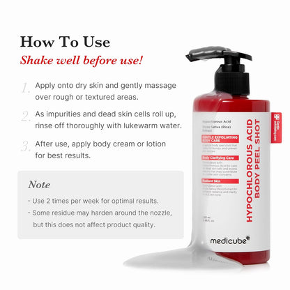 medicube Body Peel Shot with Kojic Acid and Turmeric | Gentle Body Brightening & Exfoliating Serum with BHA, LHA & PHA for Dead Skin Cells, Uneven Looking Skin & Excess Sebum | 9.46 fl.oz
