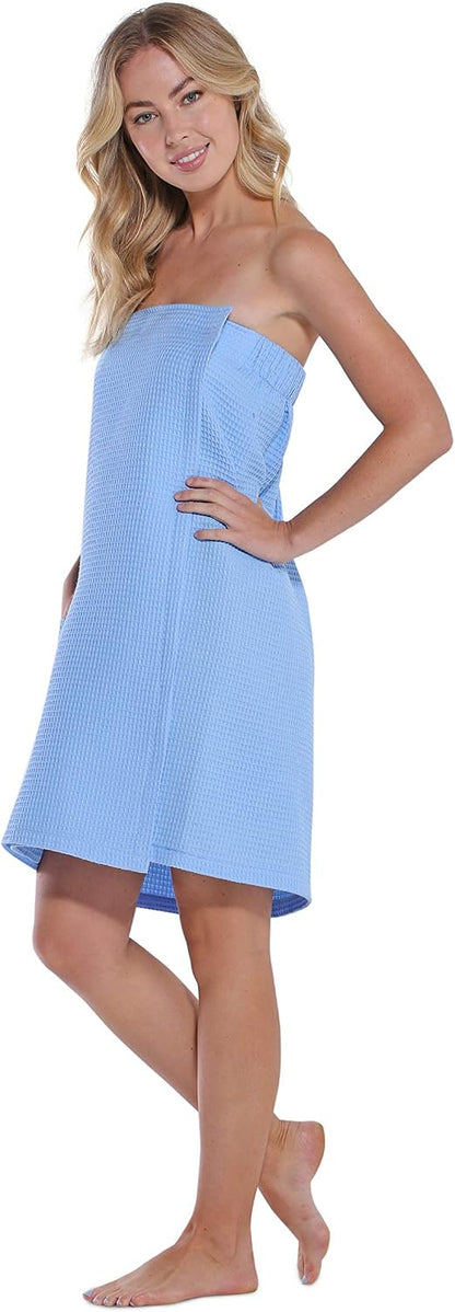 Turquaz Lightweight Knee Length Waffle Robes For Women Spa Bath Waffle