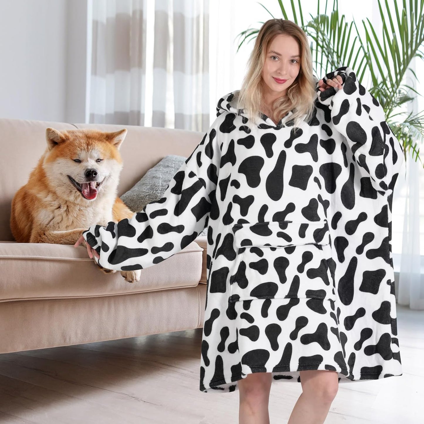 Fiosnow Sun and Moon Blanket Hoodies for Women and Men Adult Oversize Wearable Blanket Hoodies for Soft and Warm