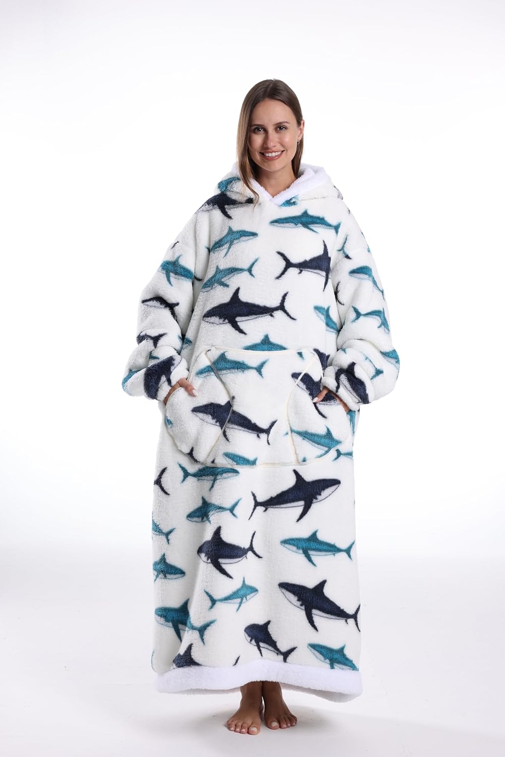 Capecage Blanket Hoodie, Long Hooded Blanket Sweatshirt as Birthday Gifts for Women Men, Long Wearable Blanket for Women Men.