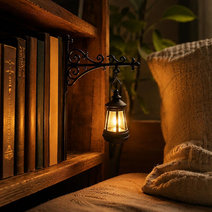 Library Lantern-Decorative Bookshelf Lighting, Mini Bookshelf Lamp Slides Between Books, Warm Amber LED Nook Light & Bookshelf Lantern for Book Nook, Shelf Decor Gift for Book Lovers(Reading Ghost)