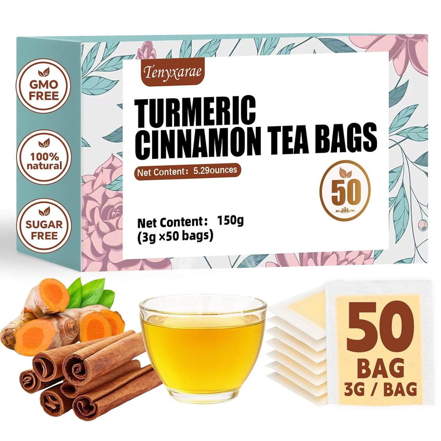 Lemon Balm Leaf Tea Bags-120 Tea Bags (2g/Bag), Made with 100% Natural Lemon Balm Leaves | Helps with Digestion and Antioxidation | Caffeine-Free | Sugar-Free | Gluten-Free | Vegan | Eco-Friendly Tea Bags