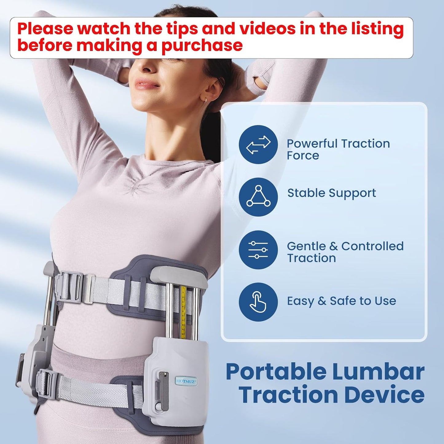 Manual Lumbar Traction Device for Lower Back Pain Relief, Wearable Spinal Decompression System for Herniated Disc, Sciatica & Home Therapy