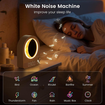 Sunrise Alarm Clock, White Noise Machine, Wood Grain