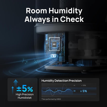 DREO 6L Humidifiers for Bedroom, 60H Runtime, 28 dB Quiet, HM524 | Precise Humidity Control, Easy to Refill & Clean, Nightlight, Cool Mist Humidifiers for Large Rooms, Baby Nurseries & Plants