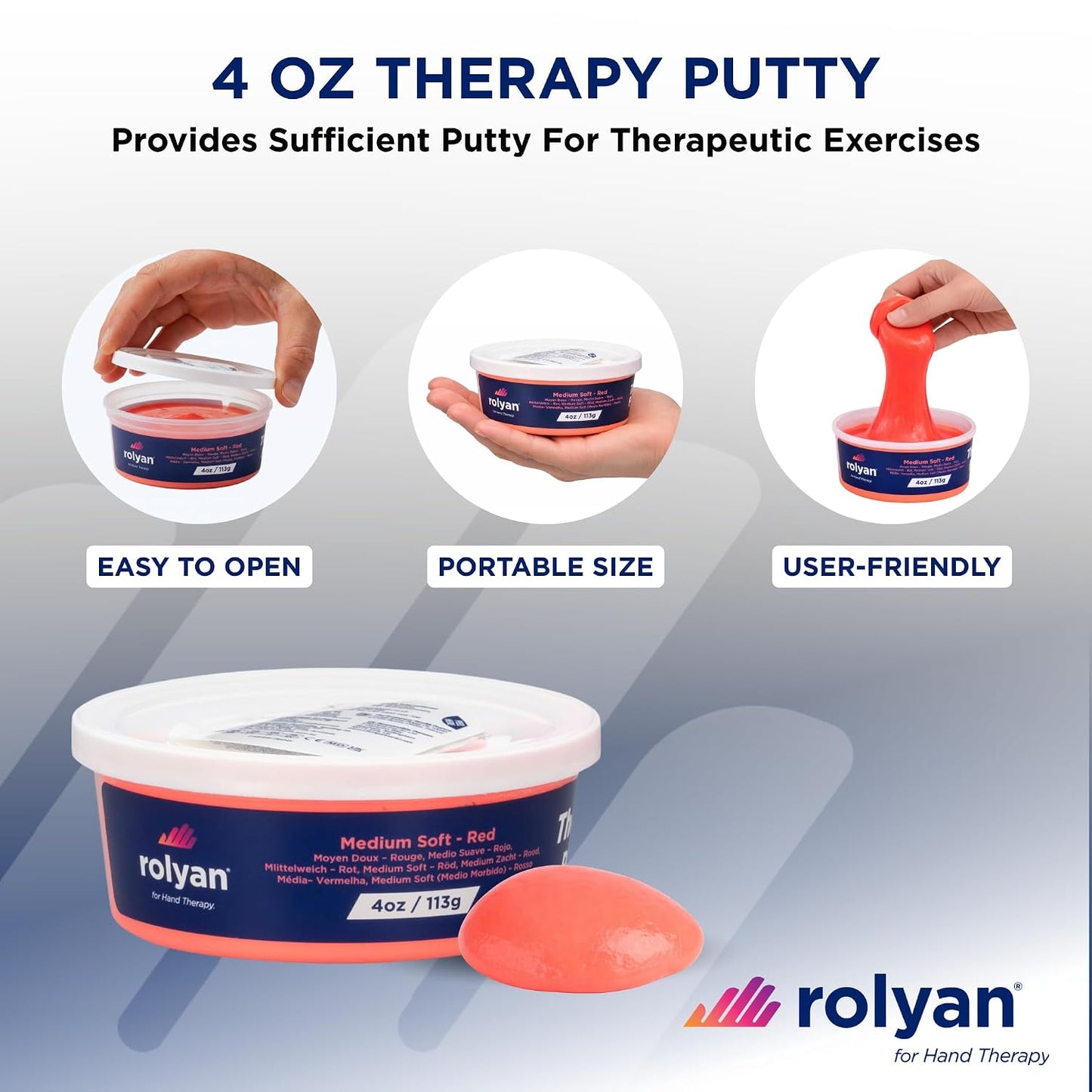 Sammons Preston Therapy Putty, Therapeutic Hand Exerciser, Theraputty for Finger and Hand Rehabilitation, Exercise Putty to Improve Hand Grip Strength, Occupational Therapy, 4 Ounce, Medium Soft, Red