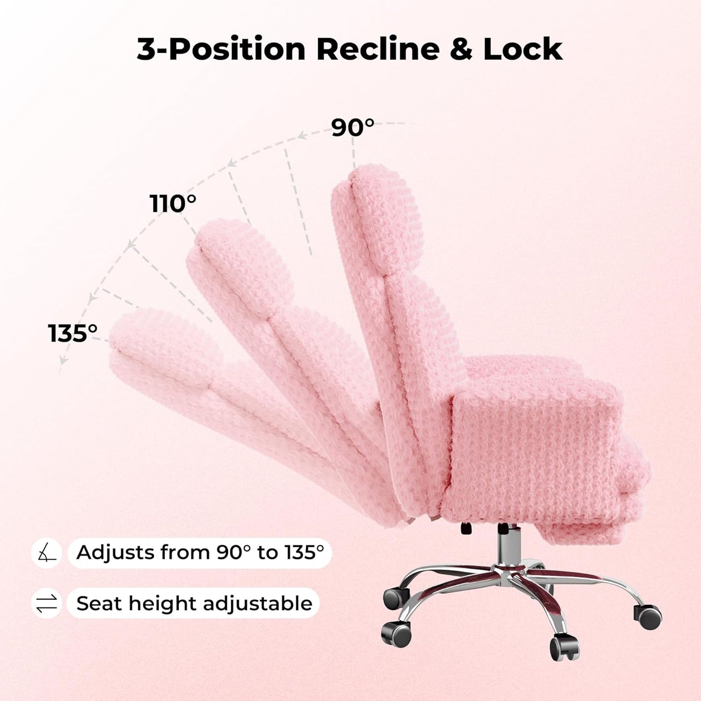 Big and Tall Office Chair, Flip Armrests for Pets & Cross Legged Sitting, Executive Ergonomic Computer Gaming Chair with Foot Rest, Teddy Fleece Wide Seat Reclining Desk Chair, White Vanity Chair