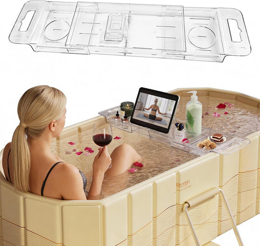 Foldable Bathtub Tray, Adjustable Expandable Bath Tray for Tub 22-31.4in