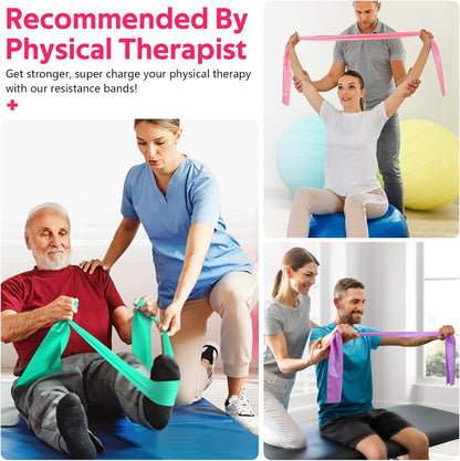 Resistance Bands for Working Out, Exercise Bands for Physical Therapy, Stretch, Recovery, Pilates, Rehab, Strength Training and Yoga Starter Set