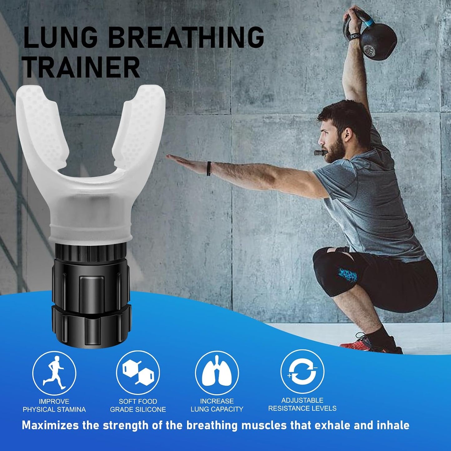 Portable Respiratory Trainer-Exercise Device. Respiratory Muscle Training |Improve Breathing Capacity | Easy to Clean| Adjustable Resistance, Adjustable to Different Fitness Needs