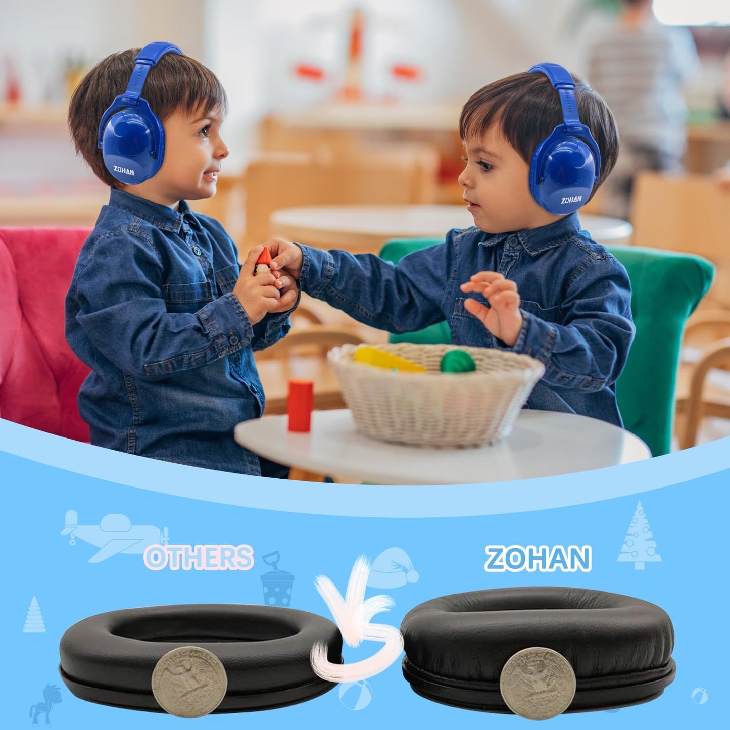ZOHAN EM030 Kids Ear Protection, Noise Cancelling Headphones Ear Muffs for Autism Sensory, Safety Noise Reduction Hearing Protection for Monster Truck/Concerts/Fireworks/Air Shows