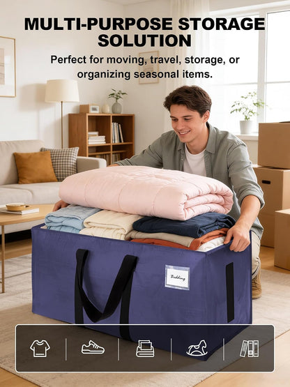 HOMESURE Supports 200lbs Heavy Duty Moving Bags - Strong Zipper & Wrap-Around Handles - Water-Resistant Storage Totes, Durable Alternative to Moving Boxes - - Semi-Transparent