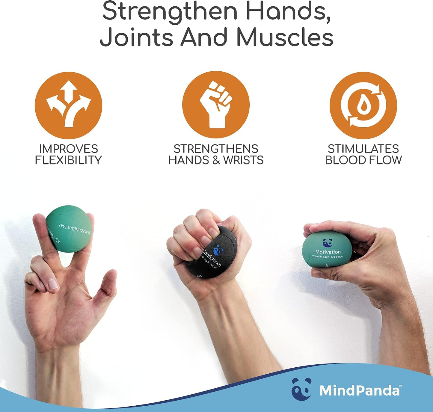 Mind & Body Stress Balls for Adults - Multi-Density Squeeze Balls for Hand Therapy & Grip Strengthening - Stress & Anxiety Relief - Choose 3-Ball (Soft, Medium & Hard) or 2-Ball (Soft & Hard) Sets