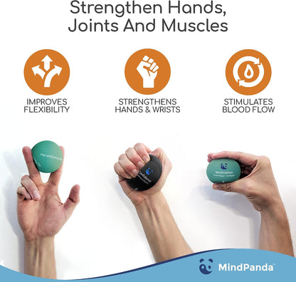 Mind & Body Stress Balls for Adults - Multi-Density Squeeze Balls for Hand Therapy & Grip Strengthening - Stress & Anxiety Relief - Choose 3-Ball (Soft, Medium & Hard) or 2-Ball (Soft & Hard) Sets