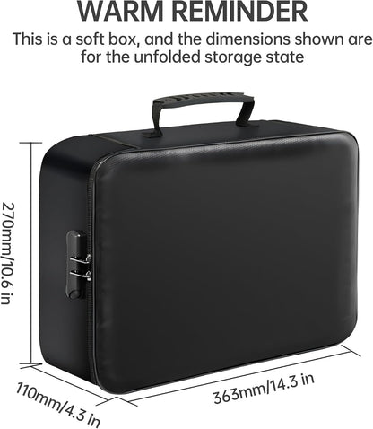 GIANTLUMl Document Bag with Lock,Fireproof 3-Layer File Storage Case with Water-Resistant Zipper,Document Safe Portable Travel Home Organizer Bag for Laptop,Home&Office,Certificates,Gifts for Him