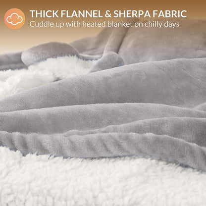 HOMLYNS LuxeHeat Heated Blanket Electric Blanket, Soft Flannel Sherpa Heated Throw, Heating Blanket with 5 Heat Settings, 3 hrs Timer Auto Shut Off (50x60 inches, Purple), Only for 120V Voltage Use