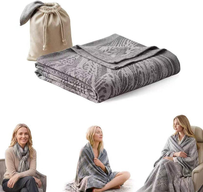 Travel Blanket Airplane - Ultra Soft & Lightweight Knit Design