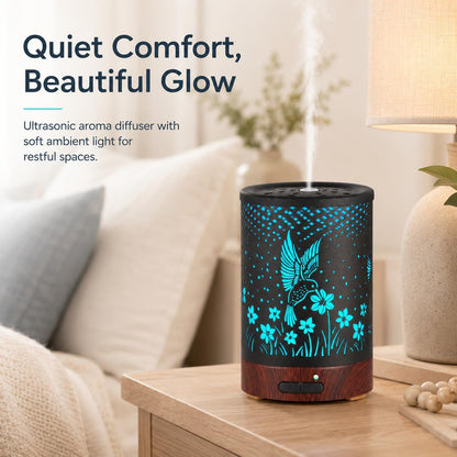 Essential Oil Diffuser, Ultrasonic Diffuser for Essential Oil, Cool Mist Humidifier Aromatherapy Diffuser with 7 Color Lighting Changing Modes, Waterless Auto Shut-Off for Home（Flower Fairy）