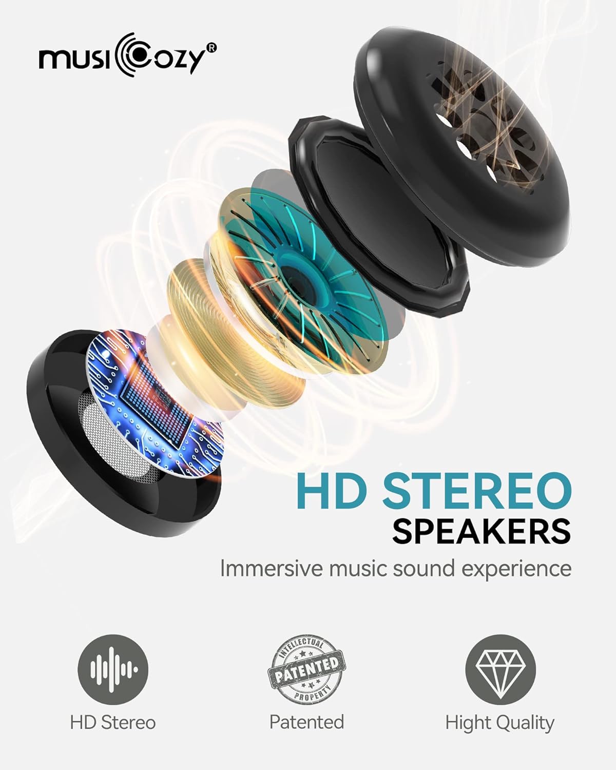 MUSICOZY Sleep Headphones, Bluetooth 5.4 Sleep Mask Headband Headphones Sleeping Eye Mask, Wireless Music Earbuds Earphones with HD Stereo Speakers for Side Sleepers, Cool Gadgets Unique Gift