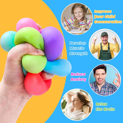 12 Pack Slow Rising Stress Ball,Stress Balls for Kids Adults,Stretchy Fidget Toys for Stress Relief,Hand Therapy Sensory Squishy Ball, Squishy Toys for Kids, Classroom Prize Box Party Favors