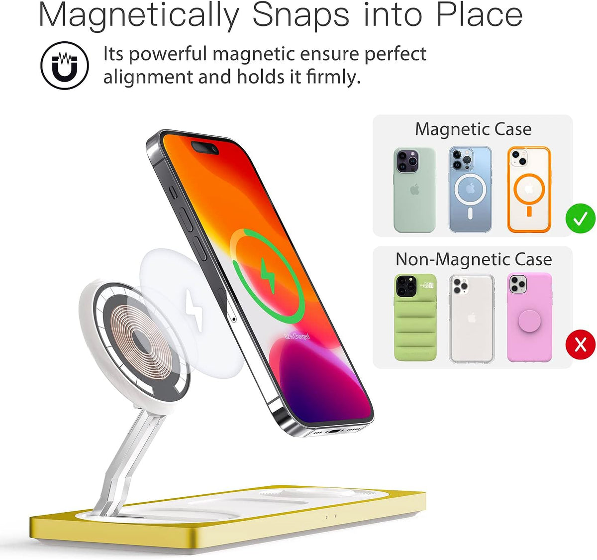PETINO 3 in 1 Wireless Charging Station for Apple Devices with MagSafe