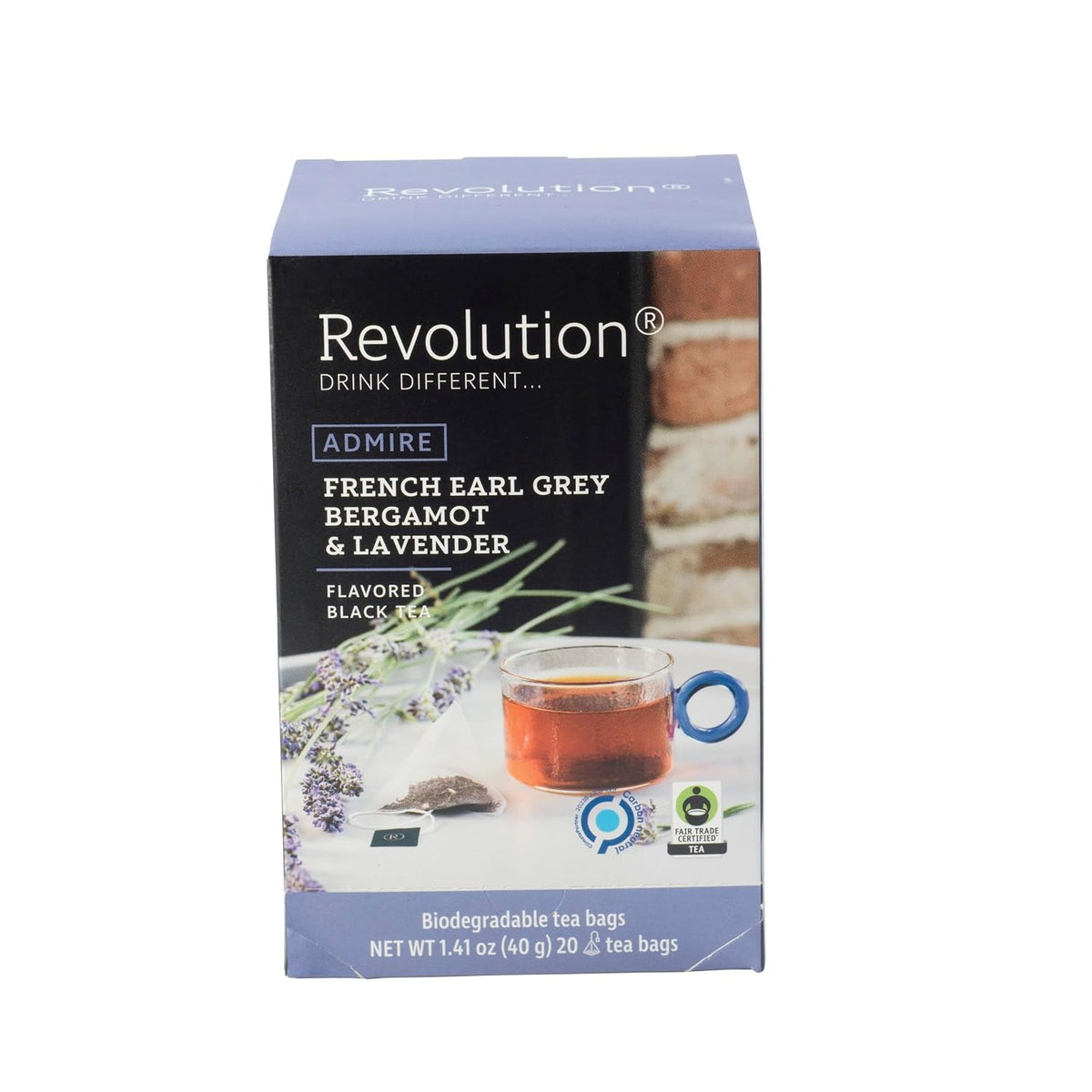 REVOLUTION TEA® Earl Grey Lavender [THE ORIGINAL] – French Earl Grey Bergamot & Lavender – Premium Full Leaf Tea – Biodegradable Infuser Tea Bags – Flavored Black Tea – 20 Bags