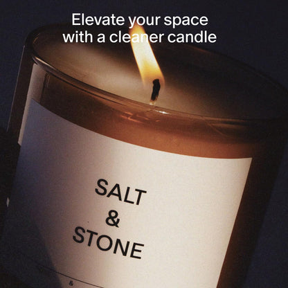 Salt & Stone Scented Candle for Women & Men | Coconut & Soy Blend Wax | Hand-Poured, Aromatic & Fragrant | 100% Cotton Wick | Long-Lasting 50 Hour Burn Time | Santal & Vetiver 8.5 oz