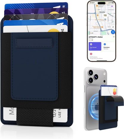 for MagSafe Wallet Works with Apple Find My, 5-Card RFID Holder with Pop-Up Strap, Strong Magnetic Wallet for iPhone 17/16/15/14/13/12 Pro Max Air Plus, Wireless Charging, Black