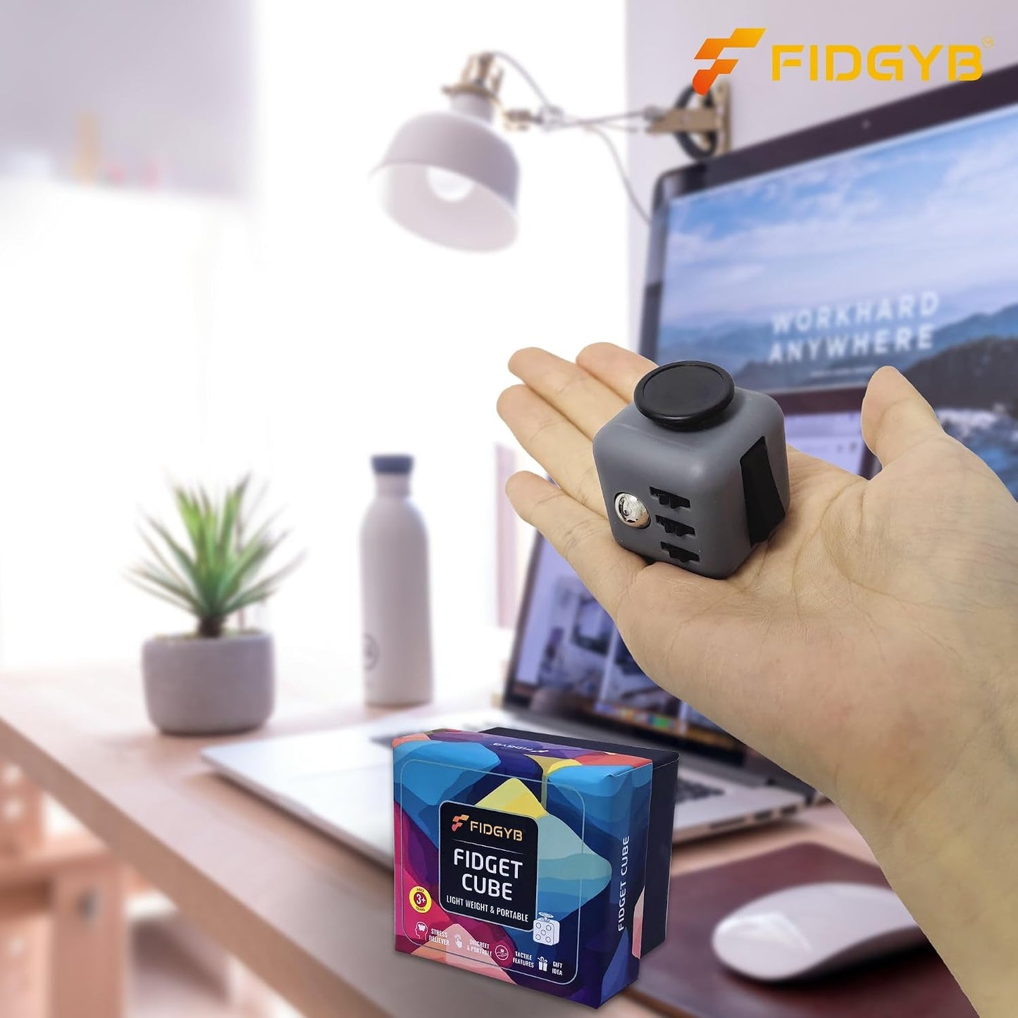 Cube Fidget Stress Relief Toy for Adults & Kids, Smooth, Quiet Sensory Toy for Anxiety, Focus & ADHD Idea[Black_Green]