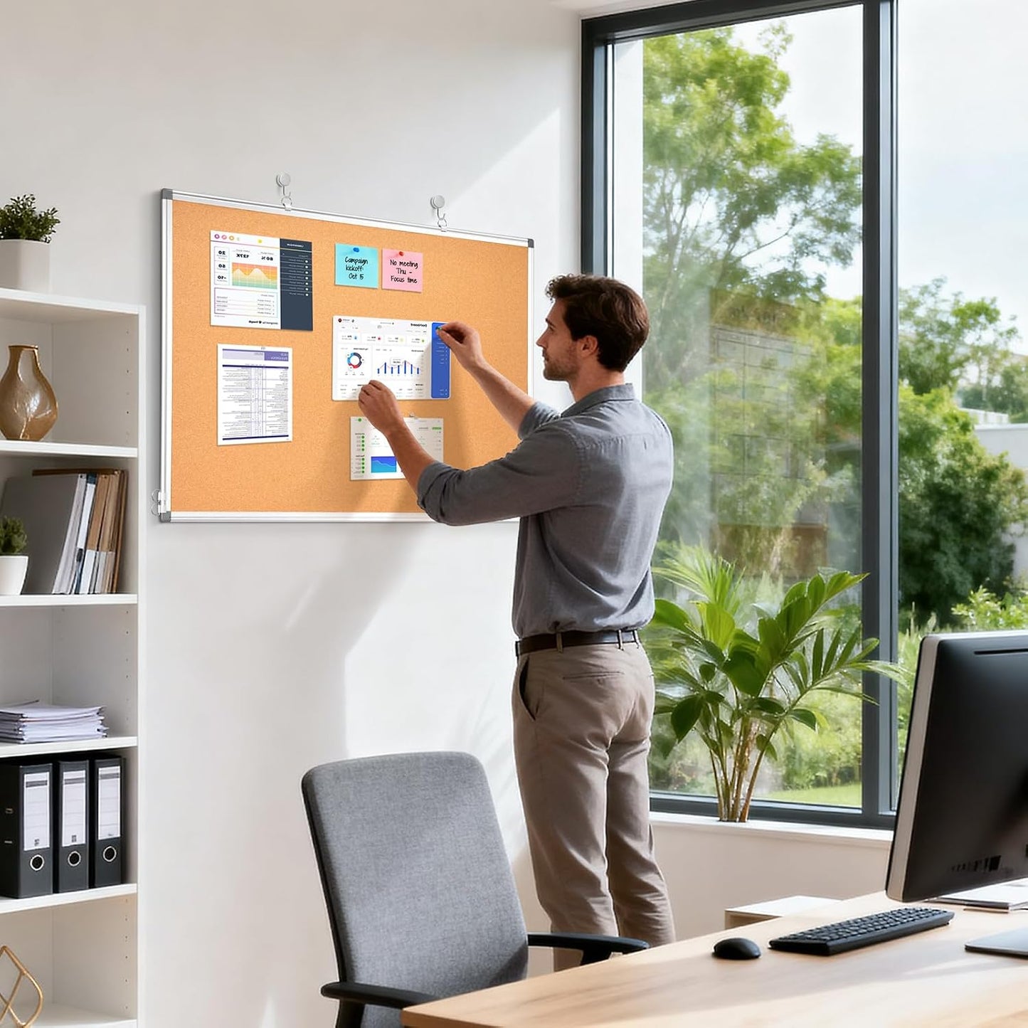 Weekly Dry Erase Calendar Whiteboard for Wall, 24" x 18" Cork Week Planner