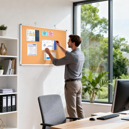 Weekly Dry Erase Calendar Whiteboard for Wall, 24" x 18" Cork Week Planner