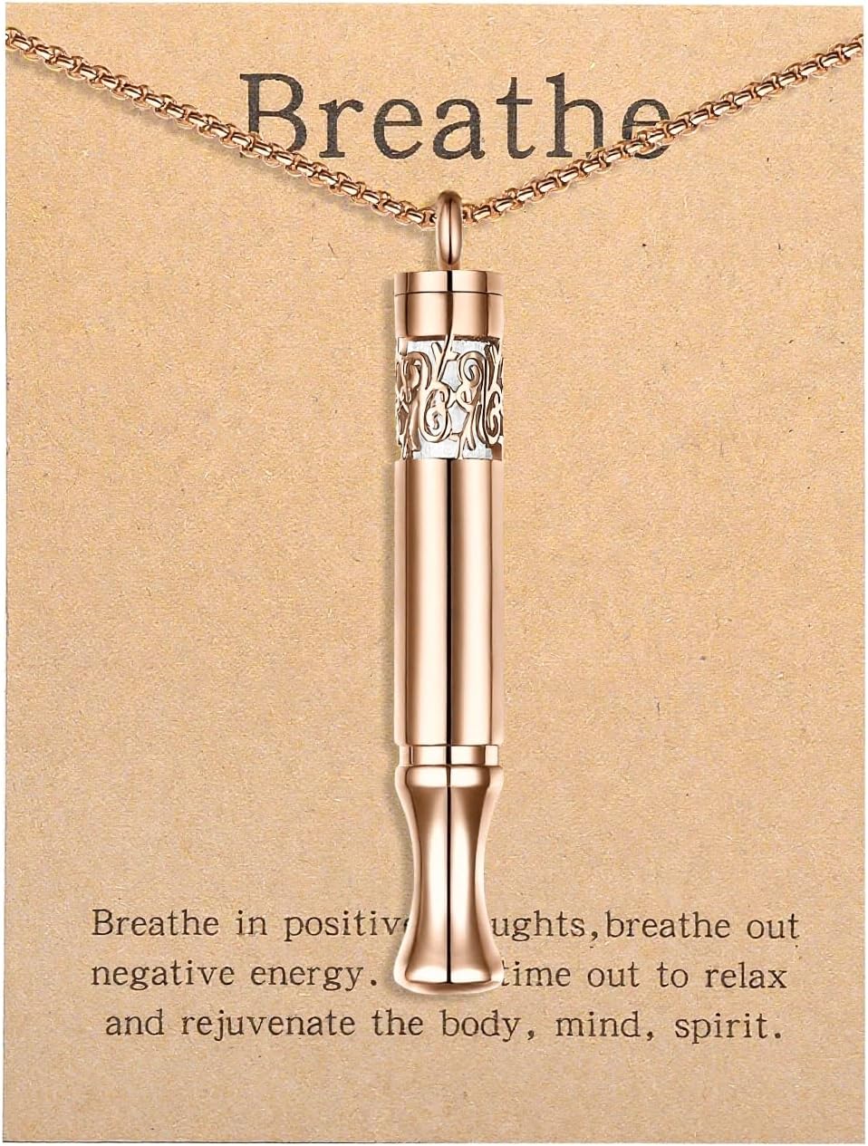Quit Smoking Aid Necklace Stainless Steel Aromatherapy Diffuser (Rainbow)