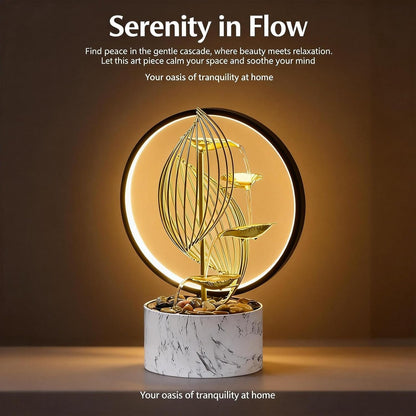 11‘’ H Pink Tabletop Water Fountain, Zen Desktop Waterfall, Indoor Lotus Desktop Decorative Fountain, Home Bathroom Bedroom Decor.