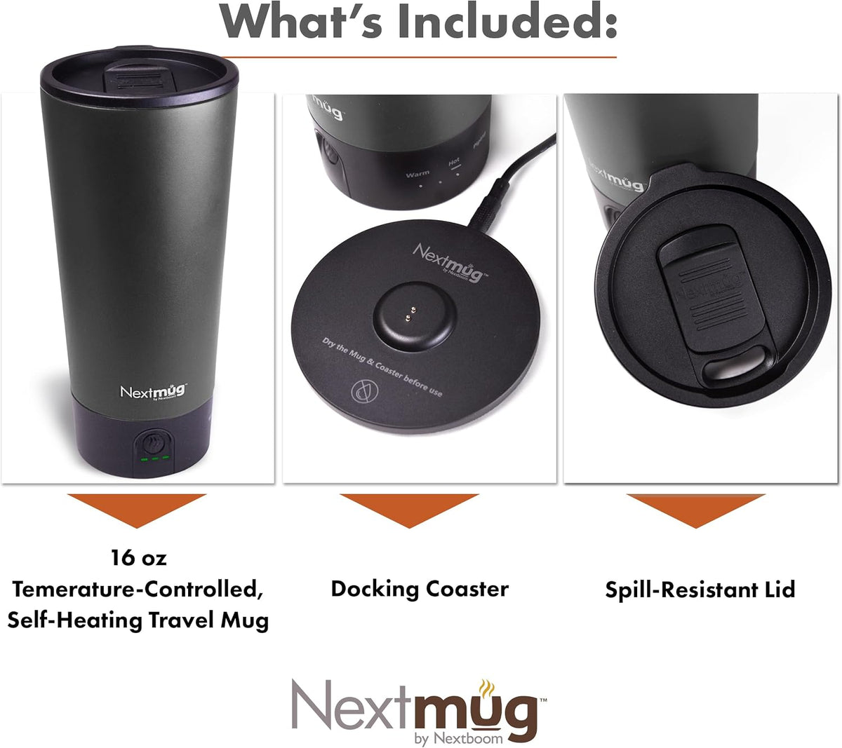 Nextmug Go - Temperature-Controlled, Self-Heating Travel Mug