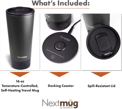 Nextmug Go - Temperature-Controlled, Self-Heating Travel Mug