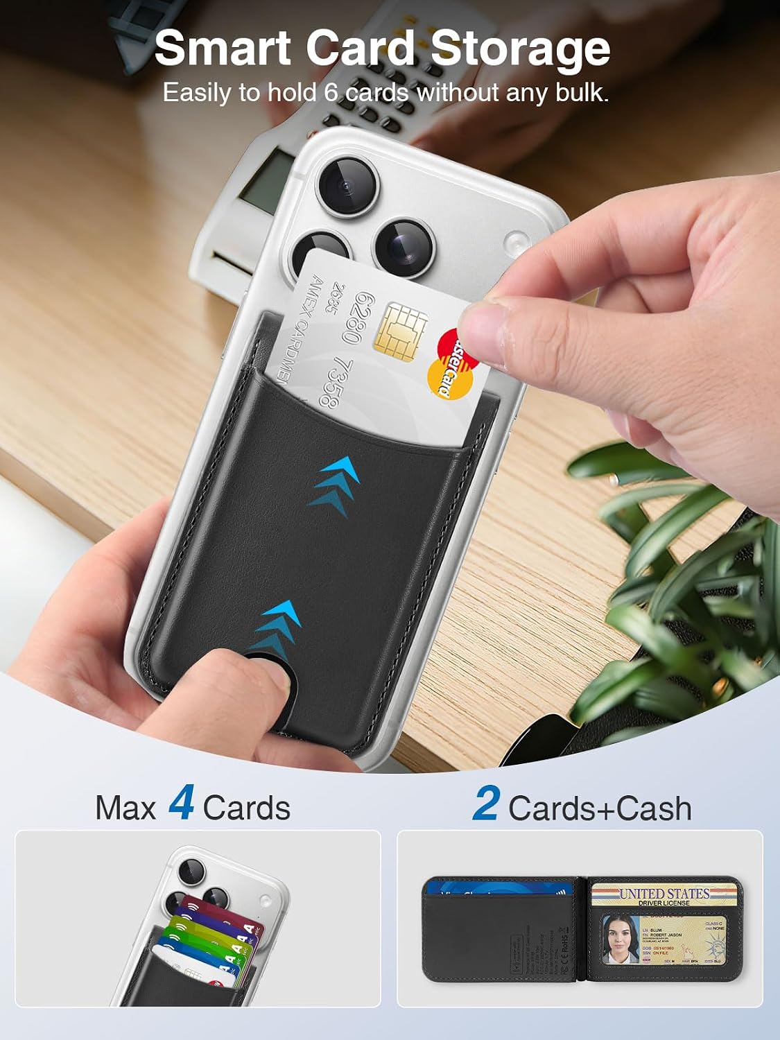 TopMade for MagSafe Wallet Works with Find My, Strongest Magnetic Wallet