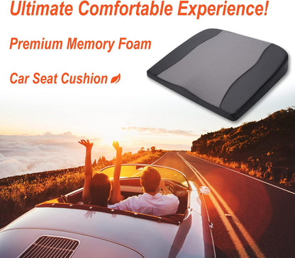 Lofty Aim Car Seat Cushion, Comfort Memory Foam Car Cushions for Driving - Sciatica & Lower Back Pain Relief, Driver Seat Pillow for Auto, Office Chair, Wheelchair - Black