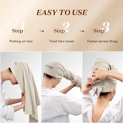 YFONG Large Hair Towel Wrap for Women, Super Absorbent Microfiber Hair Towel for Curly Hair, Fast Drying Hair Turbans with Elastic,Hair Drying Towel Wrap for Hair Care 26.3" X 40" (Blue)