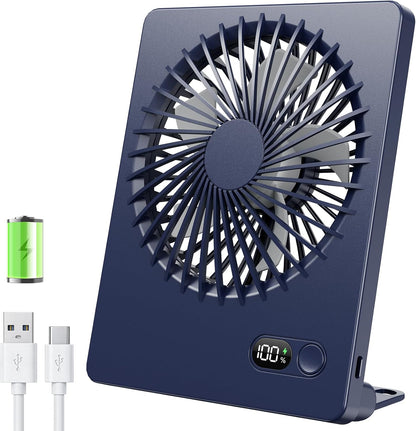 Zuvas Desk Fan Battery Operated Fan Rechargeable 180°Tilt Folding Personal Fan Ultra Quiet Small Portable 3 Speed Adjustable Strong Wind Fan For Office Bedroom Home Desktop Camping (White)