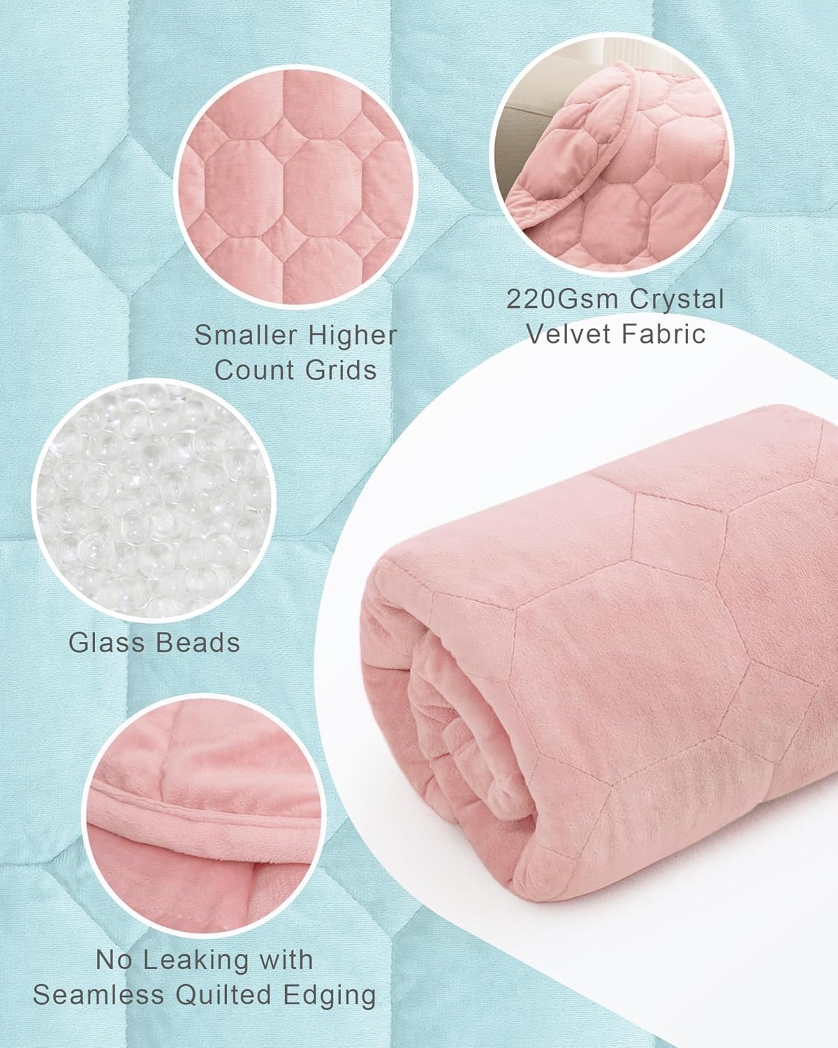 Cottonblue Weighted Lap Blanket 7lbs, Cozy Luxury Crystal Velvet Weighted Blanket for Adults, Small Weighted Blanket for Relaxation, Sleeping, Travel, Grey, 29" x 24"