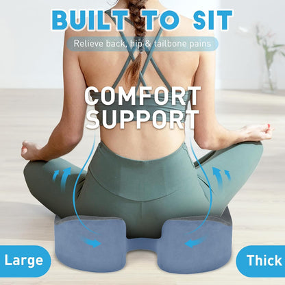 BlissTrends Seat Cushion with Velvet Cover, Thick Memory Foam Cushions for Office Chair, Car Seat, Airplane, Relieving Pressure Tailbone Sciatica Back Pain for Long Sitting, Car Drivers 4.7in Black