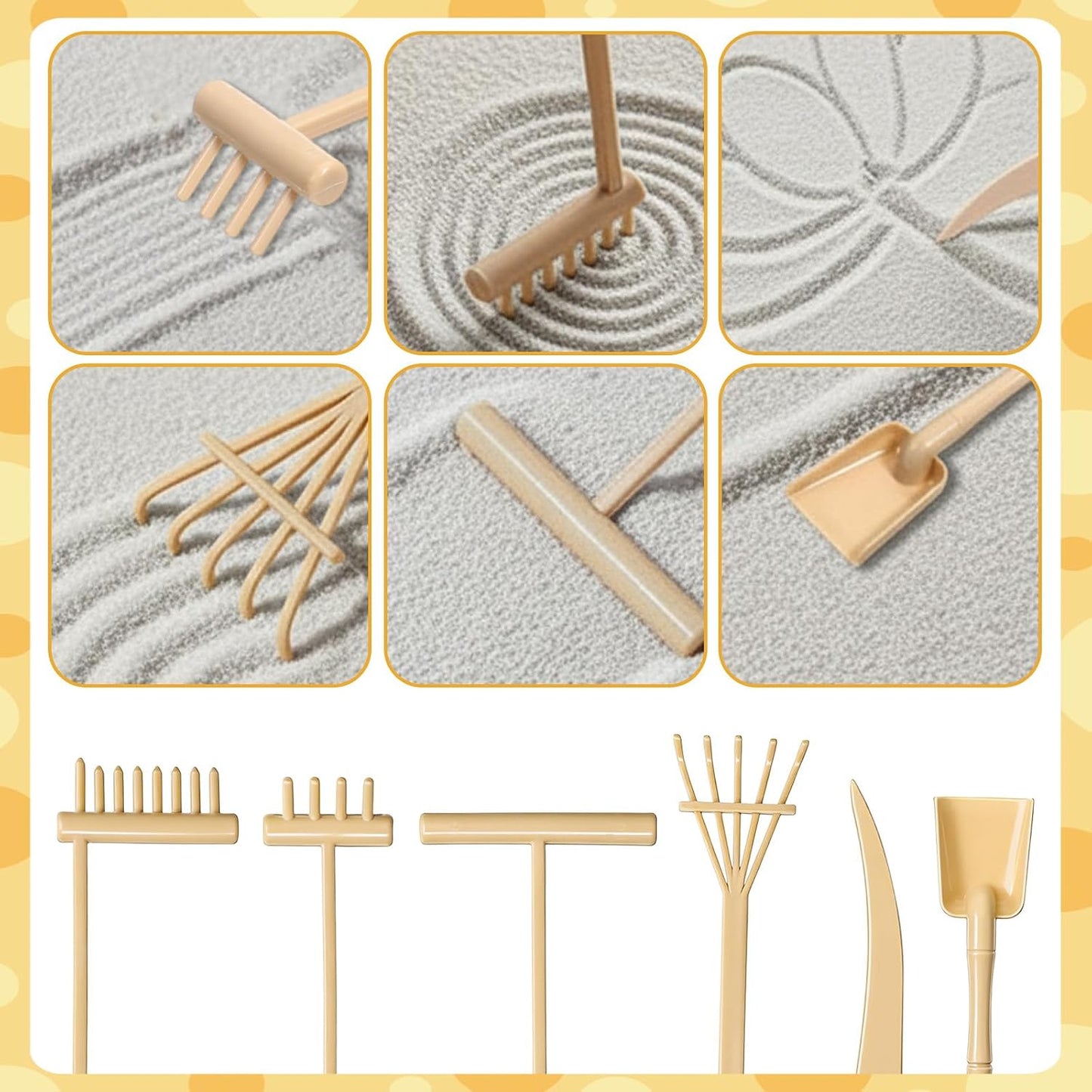 6 Pcs Mini Zen Garden Rake Tool, Mini Zen Garden Accessories Desktop Sand Rock Push, DIY Sand Decor for Home, Office, Desk, Gardens Decoration