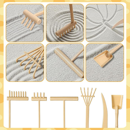 6 Pcs Mini Zen Garden Rake Tool, Mini Zen Garden Accessories Desktop Sand Rock Push, DIY Sand Decor for Home, Office, Desk, Gardens Decoration