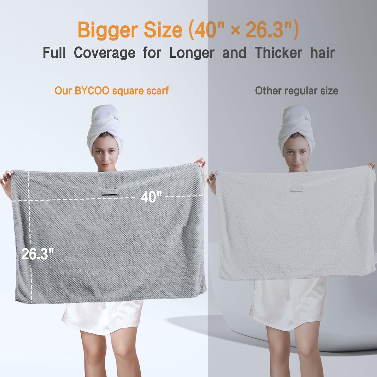 Large Microfiber Hair Towel Wrap for Women, Anti Frizz Drying Towel, Fast Dry Turban Wet Hair, Long, Thick, Curly Super Absorbent Soft Towels - White
