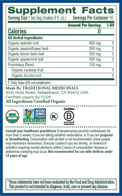 Traditional Medicinals Nighty Night Valerian Organic Tea, 16 Count, Pack of 2