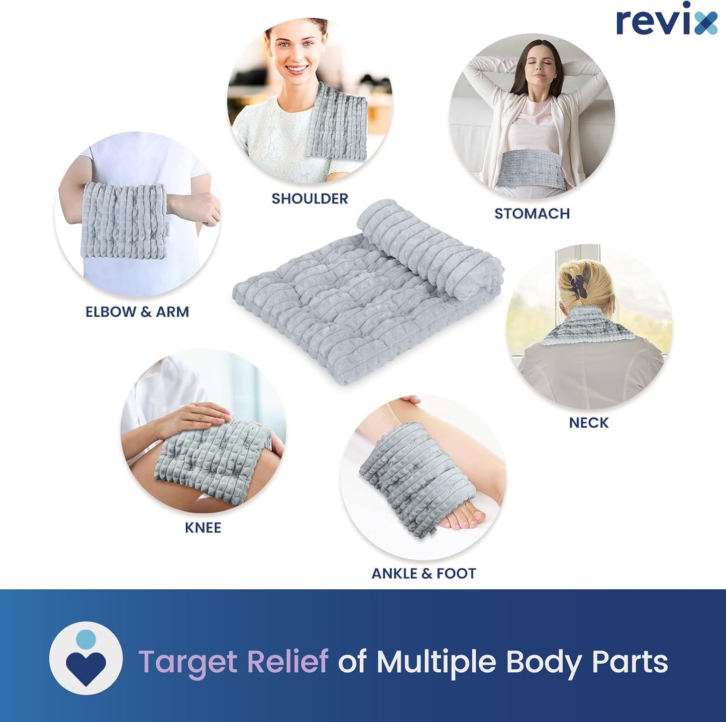 REVIX 6 * 12" Moist Heating Pad Microwavable, Reusable Microwave Heating Pads for Joints, Weighted Heat Packs with Flaxseeds for Shoulders, Neck, Back, Unscented