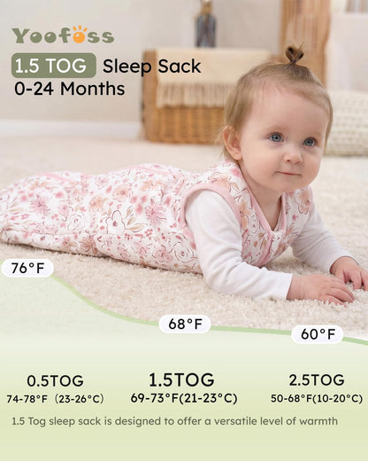 Yoofoss Baby Sleep Sack Baby Wearable Blanket 100% Cotton 2-Way Zipper Toddler Sleeping Sack