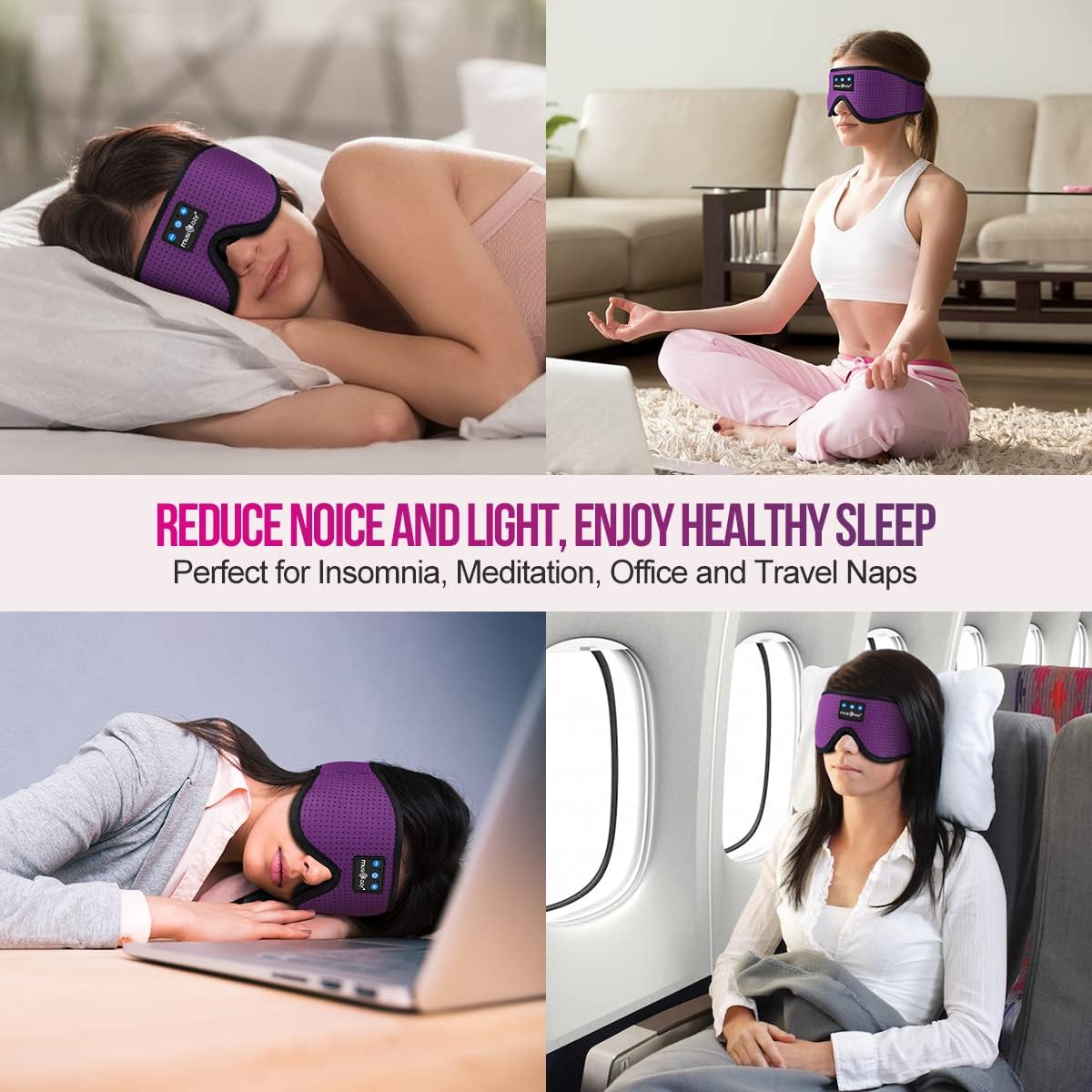 MUSICOZY Sleep Headphones, Bluetooth 5.4 Sleep Mask Headband Headphones Sleeping Eye Mask, Wireless Music Earbuds Earphones with HD Stereo Speakers for Side Sleepers, Cool Gadgets Unique Gift